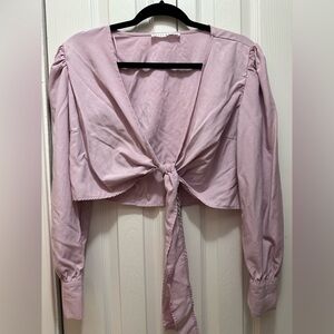 Potter's Pot Blush Pink Tie-Front Blouse‎